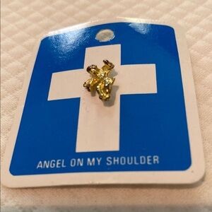 Angel on My Shoulder Gold Tie Tack Pin Brooch
